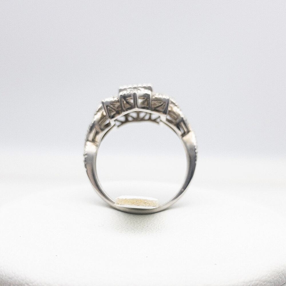 Vintage Inspired 925 Sterling Silver CZ Cocktail Ring Art Deco Style Size 6 - Picture 11 of 12